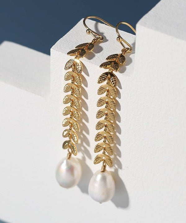 Maple Leaf Pearl Drop Earrings - floysun