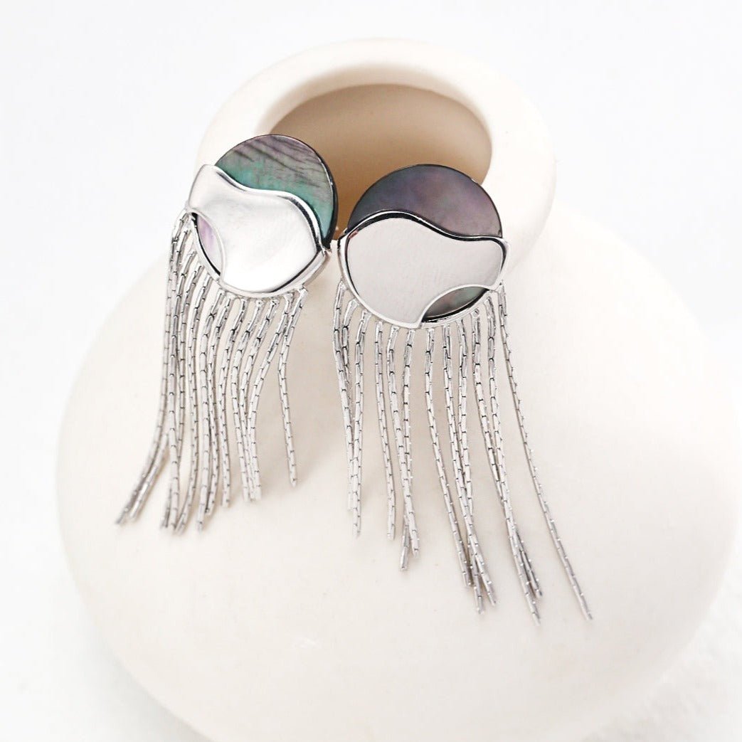 Masked Mother of Pearl Tassel Earrings - floysun
