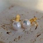 Matte Gold Gilded Baroque Pearl Relief Earrings - floysun