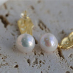 Matte Gold Gilded Baroque Pearl Relief Earrings - floysun