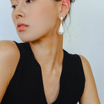 Matte Silver Conch Statement Drop Earrings - floysun