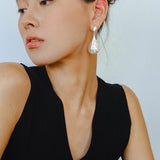 Matte Silver Conch Statement Drop Earrings - floysun