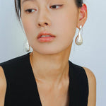 Matte Silver Conch Statement Drop Earrings - floysun