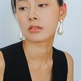 Matte Silver Conch Statement Drop Earrings - floysun