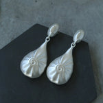 Matte Silver Conch Statement Drop Earrings - floysun