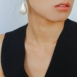 Matte Silver Conch Statement Drop Earrings - floysun