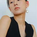 Matte Silver Conch Statement Drop Earrings - floysun