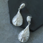 Matte Silver Conch Statement Drop Earrings - floysun