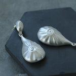 Matte Silver Conch Statement Drop Earrings - floysun