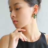 Medieval Leaf Design Acrylic Gem Earrings - floysun