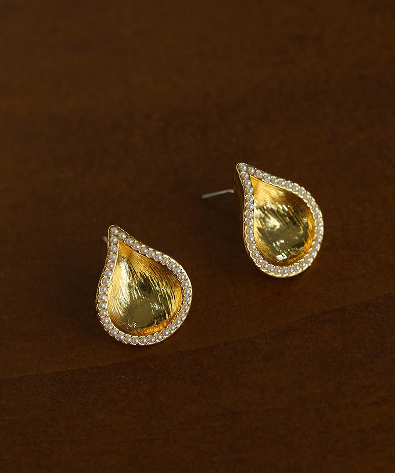 Medieval Vintage Water Drop Pearl Stud Earrings - floysun