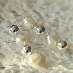 Metal Ball Beaded Spliced Pearl Drop Long Earrings - floysun