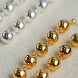 Metal Ball Beaded Spliced Pearl Drop Long Earrings - floysun