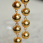 Metal Ball Beaded Spliced Pearl Drop Long Earrings - floysun