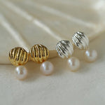 Metal Shell Pearl Drop Earrings - floysun