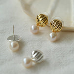 Metal Shell Pearl Drop Earrings - floysun