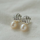 Metal Shell Pearl Drop Earrings - floysun