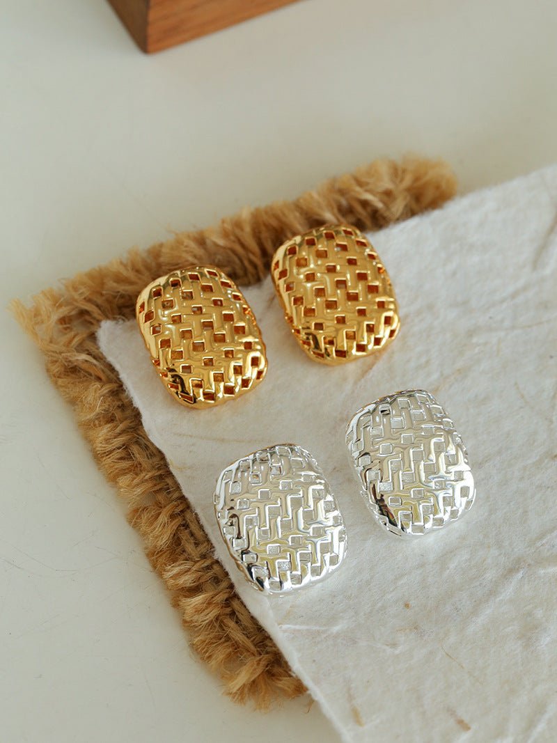 Metal Style Hollow Square Retro Earrings - floysun