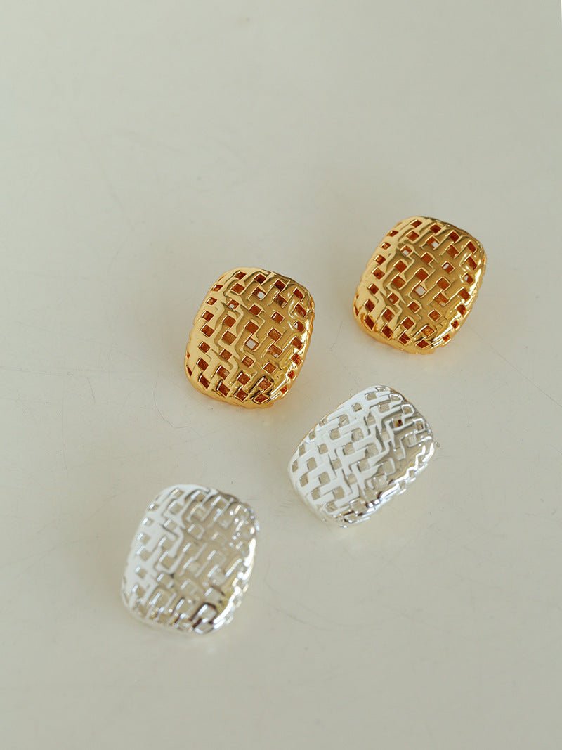 Metal Style Hollow Square Retro Earrings - floysun