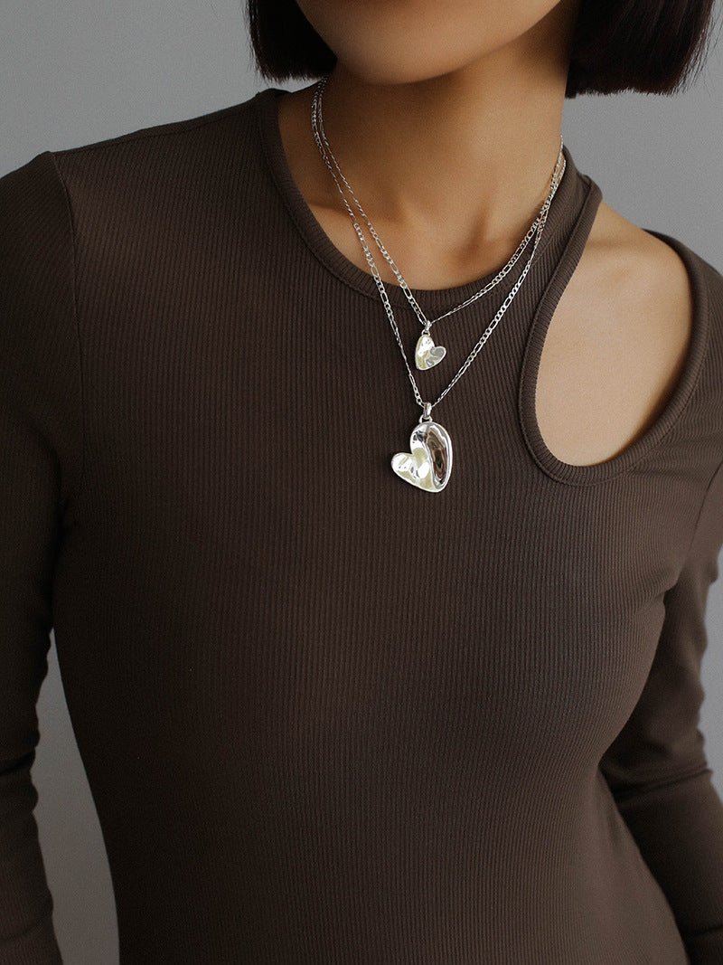 Metal Style Versatile Heart Pendant Necklace - floysun