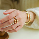 Metal Style Water Drop Adjustable Open Ring - floysun