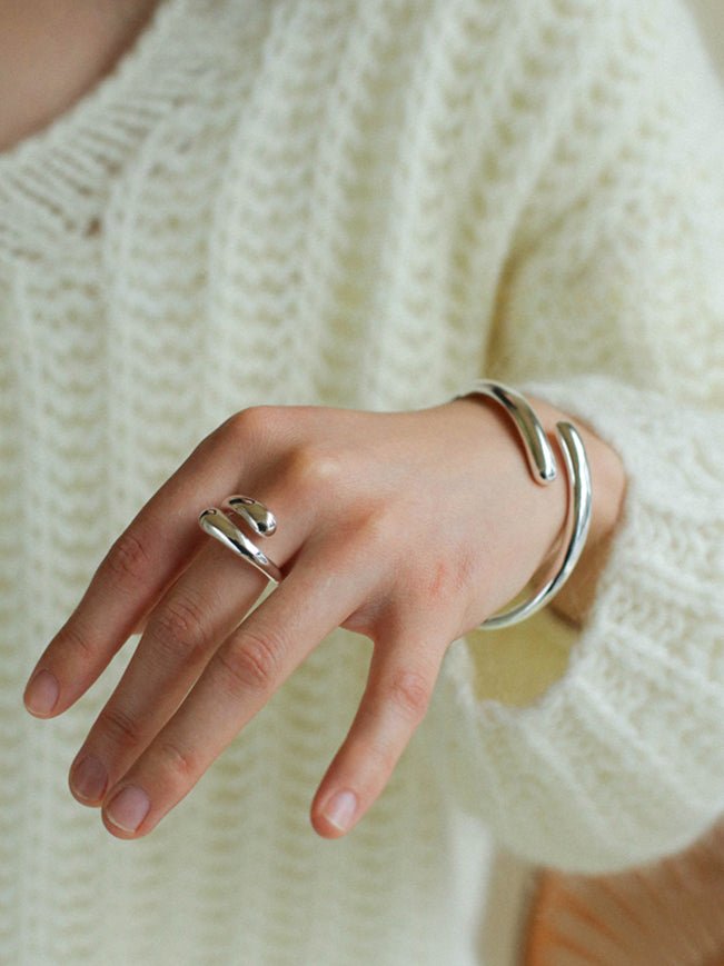 Metal Style Water Drop Adjustable Open Ring - floysun