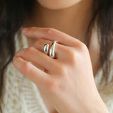 Metal Style Water Drop Adjustable Open Ring - floysun