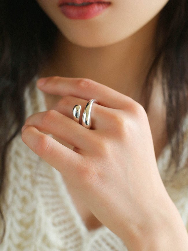 Metal Style Water Drop Adjustable Open Ring - floysun