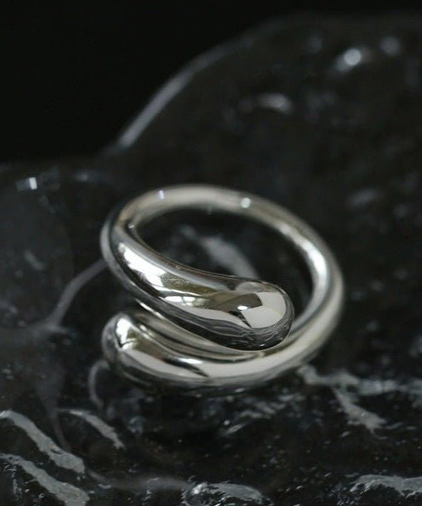 Metal Style Water Drop Adjustable Open Ring - floysun