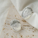 Metallic Striped Texture Oval Earrings - floysun