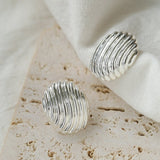 Metallic Striped Texture Oval Earrings - floysun