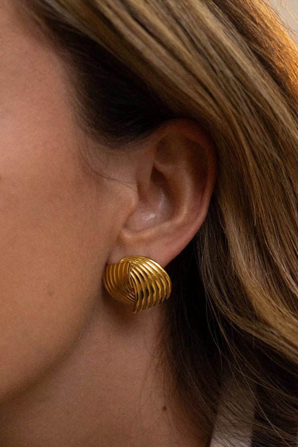 Metallic Striped Texture Twisted Earrings - floysun