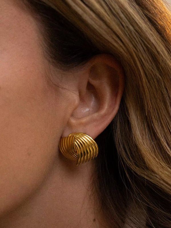 Metallic Striped Texture Twisted Earrings - floysun