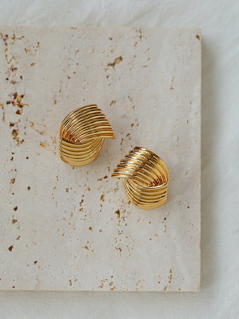 Metallic Striped Texture Twisted Earrings - floysun