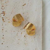 Metallic Striped Texture Twisted Earrings - floysun