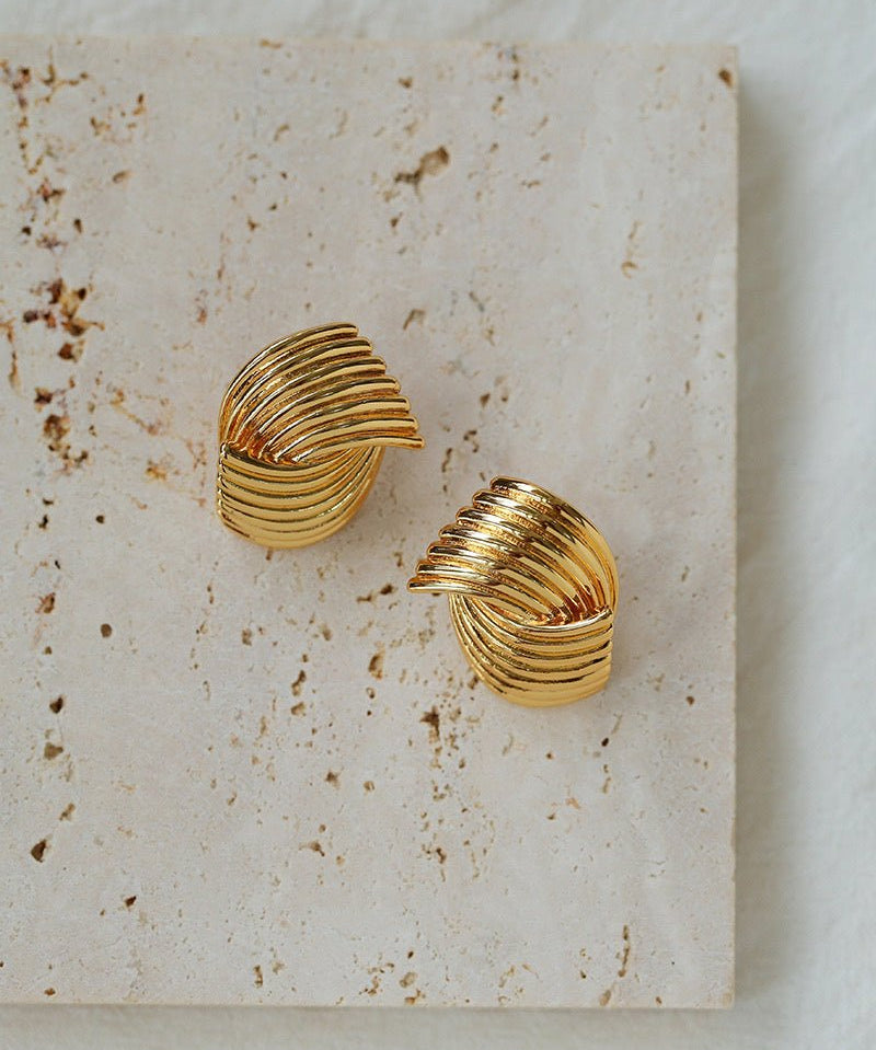 Metallic Striped Texture Twisted Earrings - floysun