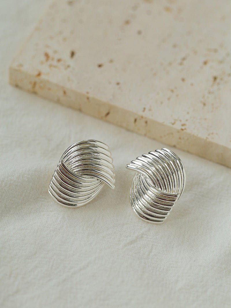 Metallic Striped Texture Twisted Earrings - floysun