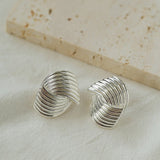 Metallic Striped Texture Twisted Earrings - floysun