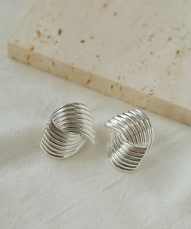 Metallic Striped Texture Twisted Earrings - floysun