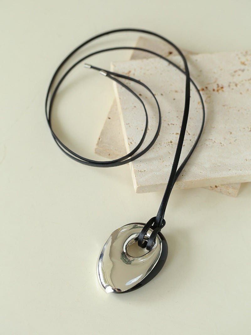 Midnight Oval Obsidian Necklace - floysun