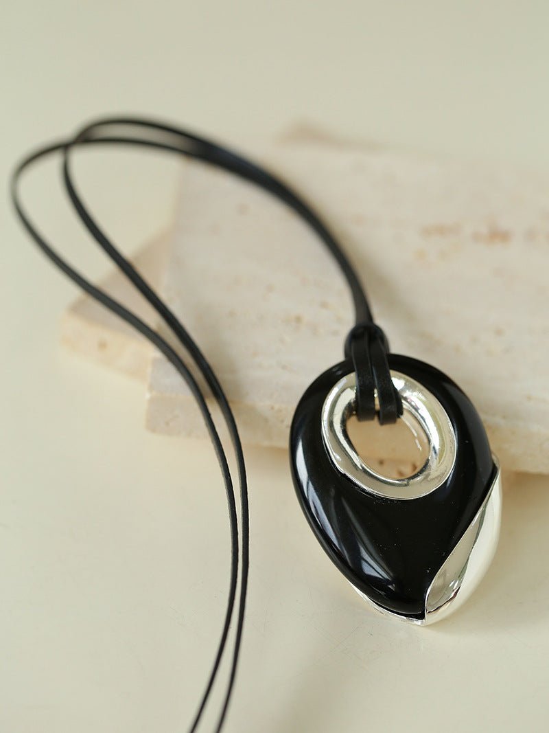 Midnight Oval Obsidian Necklace - floysun