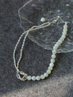 Millet Pearl and White Mother - of - Pearl Beaded Choker Necklace - floysun