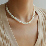 Millet Pearl and White Mother - of - Pearl Beaded Choker Necklace - floysun