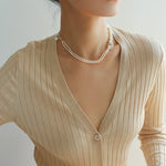 Millet Pearl and White Mother - of - Pearl Beaded Choker Necklace - floysun