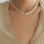 Millet Pearl and White Mother - of - Pearl Beaded Choker Necklace - floysun