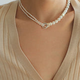 Millet Pearl and White Mother - of - Pearl Beaded Choker Necklace - floysun