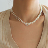 Millet Pearl and White Mother - of - Pearl Beaded Choker Necklace - floysun