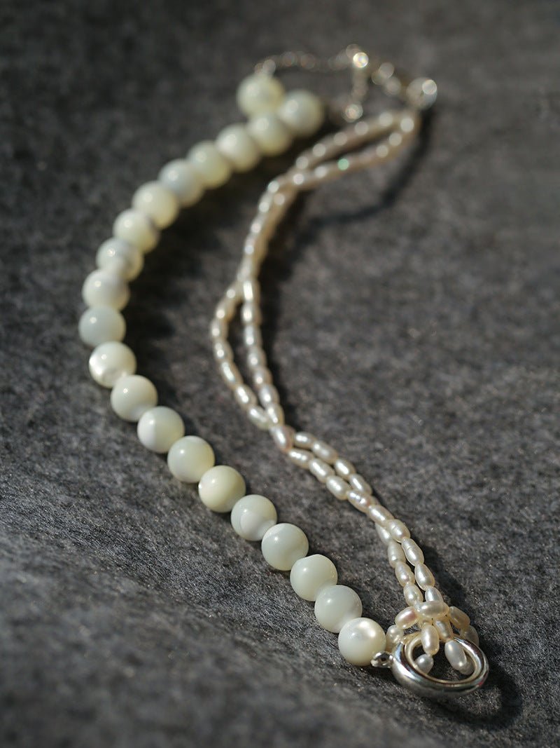 Millet Pearl and White Mother - of - Pearl Beaded Choker Necklace - floysun