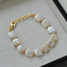 Mini Gold Bead and Square Baroque Pearl Bracelet - floysun