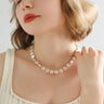 Mini Gold Bead and Square Baroque Pearl Necklace - floysun